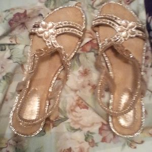 Pair rose gold embellished flat sandals  8.5/41  not Inc in sales, but will disc